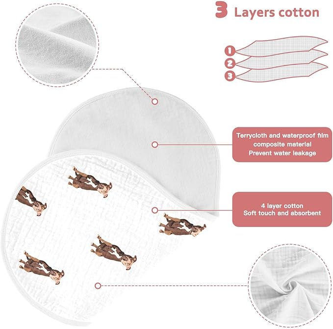 vvfelixl Baby Burp Cloths Pit Bull Terrier Sitting Dog Baby Newborn Cotton Burping Cloths Set Baby Washcloths 4 Pack
