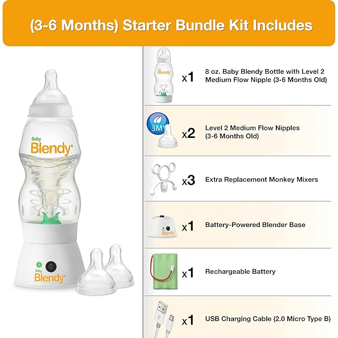 Baby Bottles - Best Infant to Toddler Milk Feeding Containers with Anti-Colic | Air Vent System - with Blender Mixer for Babies Newborns Infants Toddlers | (3-6 Months) Starter Bundle