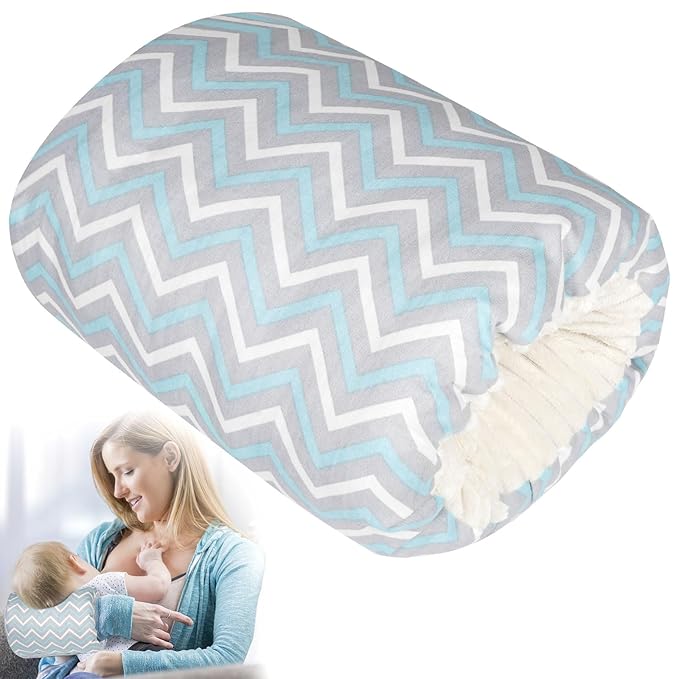 Baby Feeding Arm Pillow,Soft Cotton Bottle Nursing Arm Pillows for Newborn,Breastfeeding Pillows for More Support for Mom and Baby,Portable and Washable,Ergonomic Nursing Essentials(Blue Ripple)