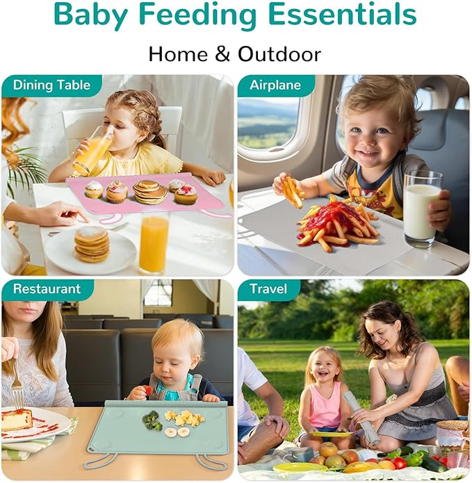 Silicone Placemat for Baby Eating: Dishwasher Safe & Non-Slip for Dining Table - Table Mat for Baby 8-18 Months