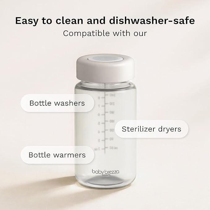 Baby Brezza Replacement Breastmilk Cooler Storage Bottles, Plastic, 10 oz, 4-Pack