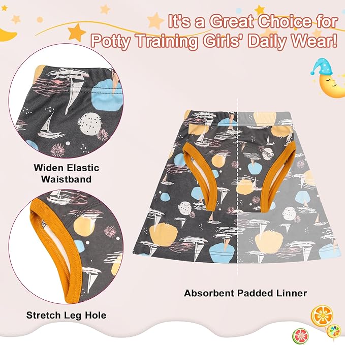 MooMoo Baby Girls Potty Training Underwear 2 Packs Cotton Diaper Skirt for Potty Training Absorbent