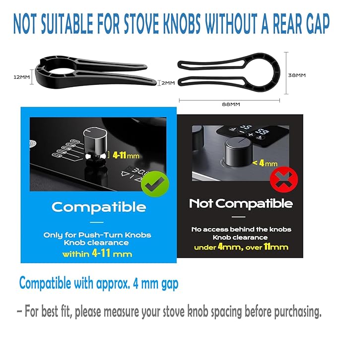 5-Pack Gas Stove Knob Locks for Child & Elder Safety, Secure Stove Knob Covers, Durable Oven Knob Locks, Prevent Accidental Touch (Black)