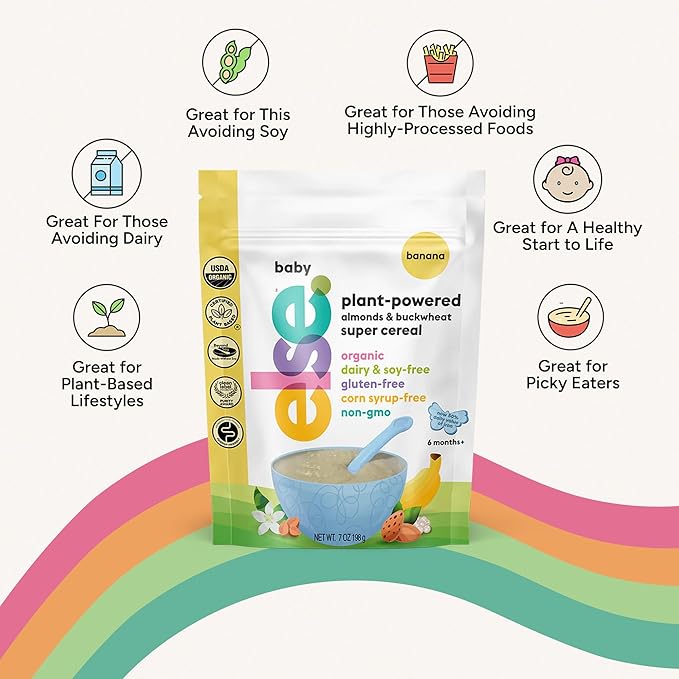 Else Nutrition Baby Cereal Stage 1 for 6 months+, High Iron, Plant Protein, Organic, Whole foods, Vitamins and Minerals (Banana-High Iron, 1 Pack)