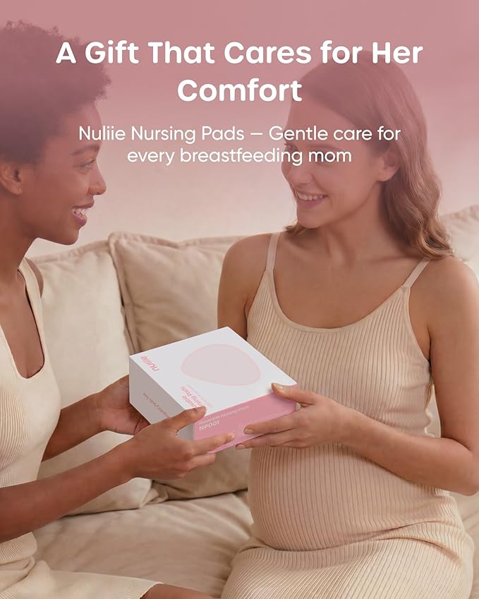 Nuliie Reusable Nursing Pads 14 Pack (7 Pairs), Contour Cup Shape for Better Coverage, Ultra Thin Breast Pads for Leaking Milk, Washable Breastfeeding Pads with Laundry Bag & Wet Bag