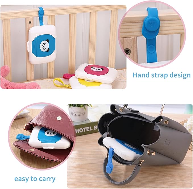 Wet Wipes Storage Box, Baby Wipes Dispenser, Portable Refillable Baby Wet Wipe Pouch Dispenser, Reusable Stroller Wet Wipes Box for Outdoor Travel(Rose)