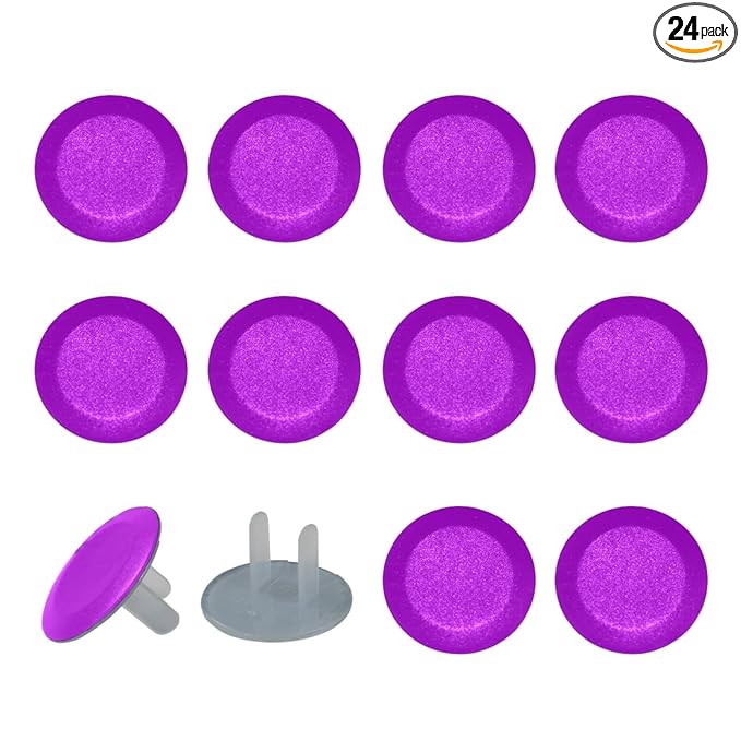 Pure Dark Purple Pattern Outlet Covers (12 or 24 Pack) - Child Safety Electric Plug Protectors to Prevent Power Shock