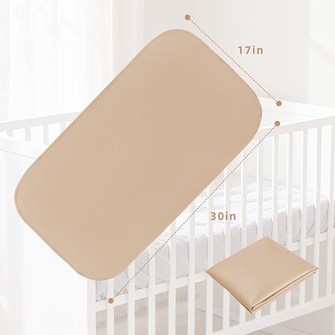 Elantrip Changing Pad for Bed - Leather Changing Pad for Baby, Portable Baby Changing Mat Travel, Compact Diaper Change Mat, Fits Diaper Bag Green and Beige
