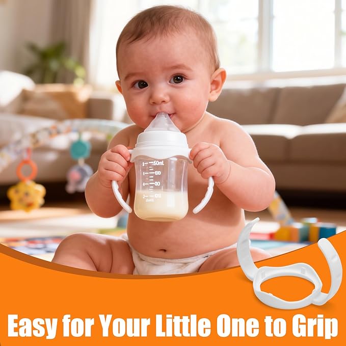 6 Pack Baby Bottle Handles for Evenflo Wide Neck 5oz & 9oz Baby Bottle, Ergonomic Non Slip Grip Easy Changing BPA Free Replacement Holder for Newborn Bottles