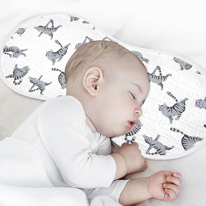 Yoga Tabby Cat Cute Kitten Muslin Burp Cloths for Baby 1 Pack Soft 100% Cotton Baby Washcloths Bibs for Boy Girl