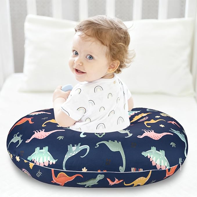 Nursing Pillow Cover, Breastfeeding Pillow Cover Case for Baby Girls Boys, Soft & Breathable, Blue Dinosaur (Only Cover)