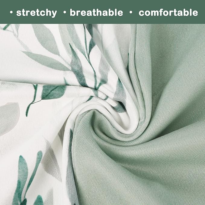 DILIMI 2 Pack Nursing Pillow Cover, Stretchy Removable Case for Breastfeeding Pillows, Ultra Soft Comfortable Slipcover for Baby Girl and Boy, Green Leaf