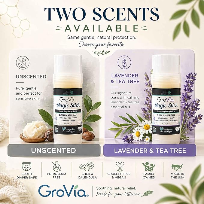 GroVia All Natural Magic Stick Baby Diaper Balm for Baby Diapering (2 oz) - Original