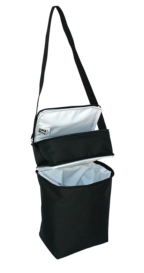 J.L. Childress Six Bottle Breast Milk Cooler Travel Bag - Insulated Baby Bottle Storage Bag, Portable Organizer Pack for Breast Milk, Use for Daycare or On The Go - Black Stripe