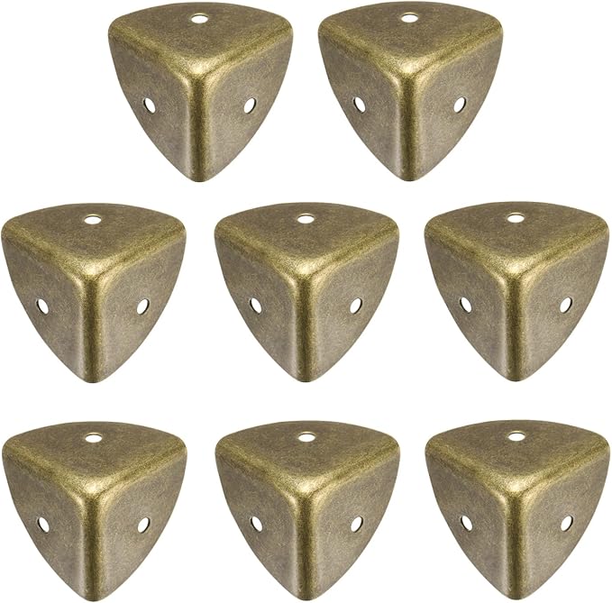 uxcell 8PCS Metal Corner Protector 1.5 x 1.5 x 1.5 Inch Box Edge Guard Protector Zinc Alloy Cabinets Speaker Corners Protector for Furniture Decorative (Vintage Bronze Tone)