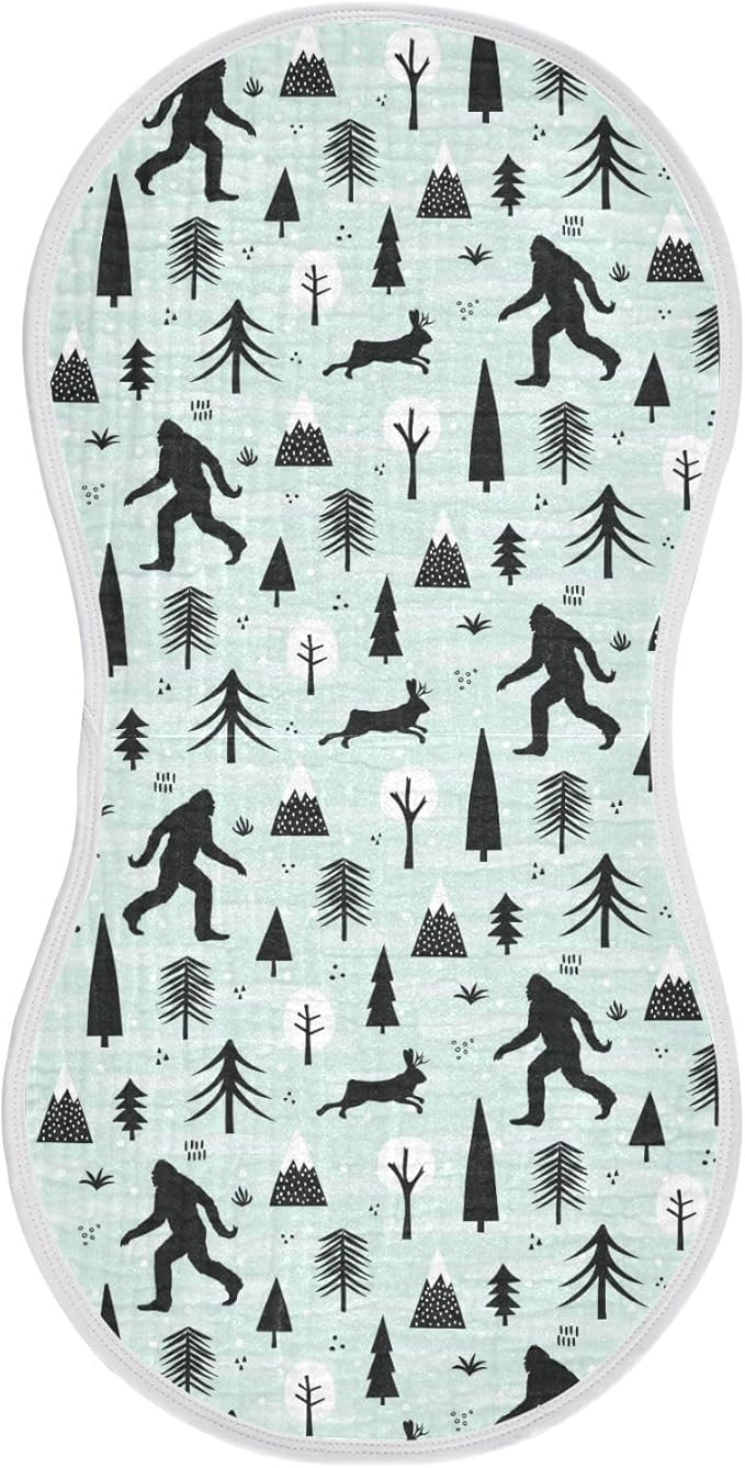 Muslin Burp Cloths for Baby Boys and Girls - 1-Pack Ultra Absorbent Bigfoot Sasquatch Muslin Washcloths, Newborn Towel, Milk Spit Up Rags, Burp Cloth Bib for Unisex, 22 x 11 Inch