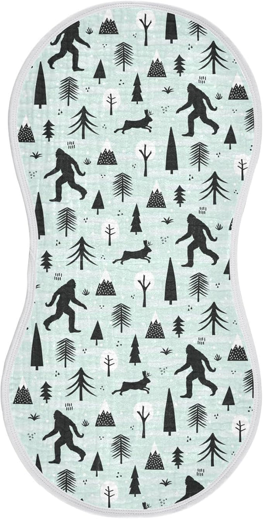 Muslin Burp Cloths for Baby Boys and Girls - 1-Pack Ultra Absorbent Bigfoot Sasquatch Muslin Washcloths, Newborn Towel, Milk Spit Up Rags, Burp Cloth Bib for Unisex, 22 x 11 Inch