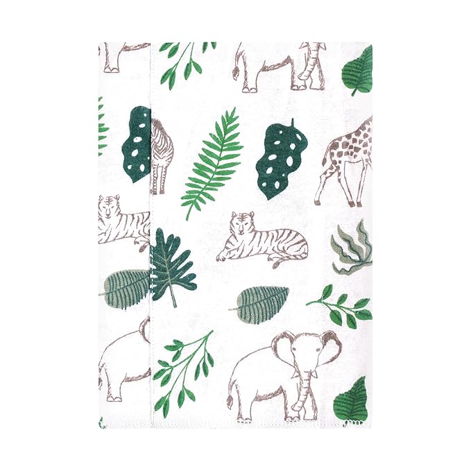Hudson Baby Unisex Baby Cotton Flannel Burp Cloths, Jungle, One Size