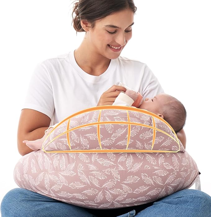 Momcozy Original Nursing Pillow for Breastfeeding-Innovative Safety Guard - Wider Feeding Pillows for More Support for Mom & Baby- Easier Nursing & Hand Free- Fit for All, Removable Cotton Cover