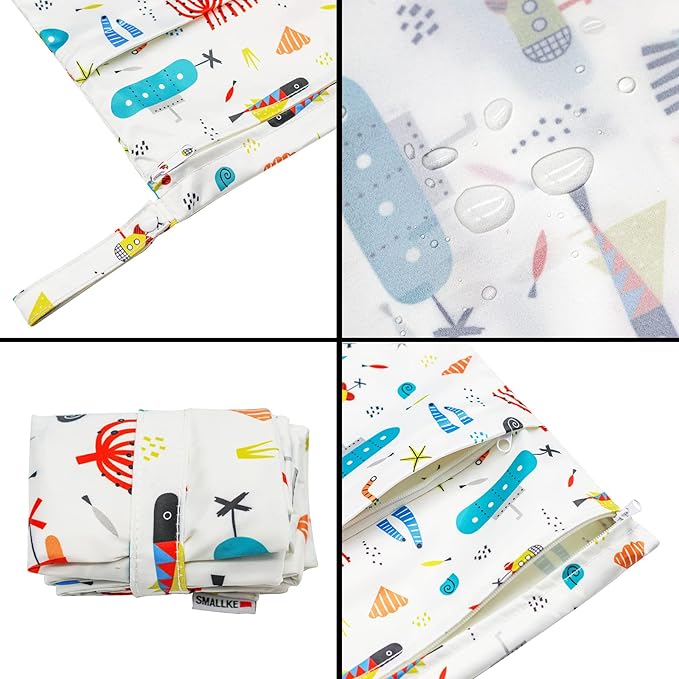 Wet Bag,2 pcs Baby Wet Dry Cloth Diaper Bags,Washable, Reusable for Travel, Stroller, Pool,Beach, Wet Swimsuits,Dirty Gym Clothes, Toiletries, Toys,Mommy Bag (Color 24)