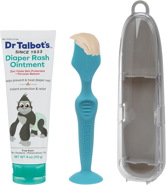 Bundle of Dr. Talbot's Diaper Cream Brush + Dr. Talbot's Diaper Rash Ointment, Zinc Oxide Skin Protectant with Balsam, No Dyes, Parabens, or Preservatives, 4 oz