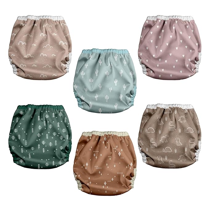 Mama Koala Reusable Adjustable Cloth Diaper Covers with Double Gusset for Girls and Boys, Snap Closure, Size S (Simply Neautrals)