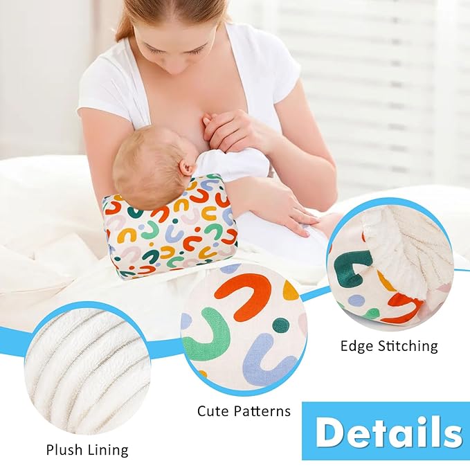 Baby Feeding Arm Pillow,Soft Cotton Bottle Nursing Arm Pillows for Newborn,Breastfeeding Pillows for More Support for Mom and Baby,Portable and Washable,Ergonomic Nursing Essentials(Rainbow)