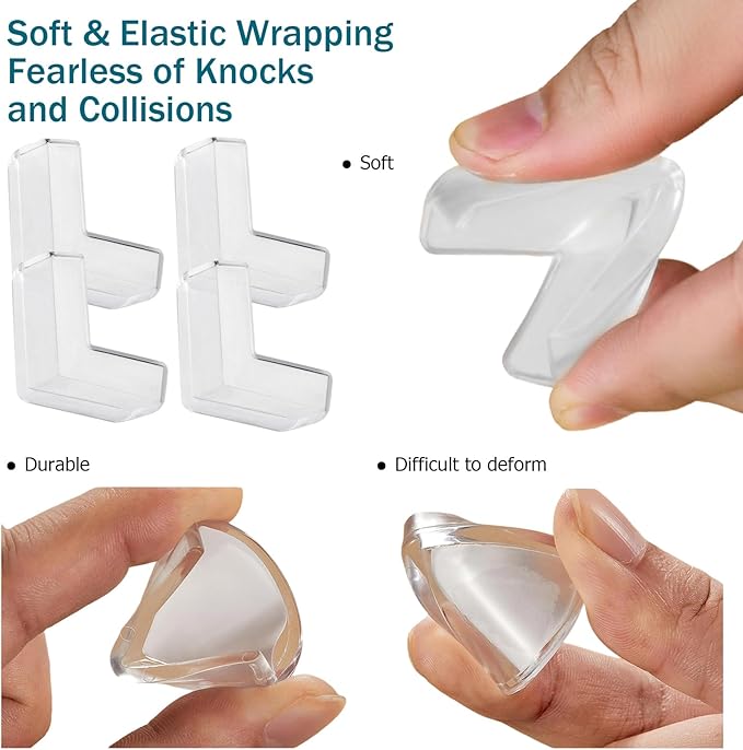 Corner Protector Baby, Table Corner Protectors, Baby Proof Corners and Edges, Fan-Shaped Clear Corner Guards 4 Pack, L-Type