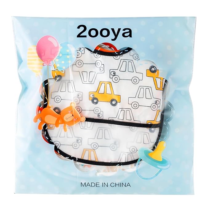 6 Pcs Baby Feeding Bibs Toddler Waterproof Bib Set with Crumb Catcher Pocket Infant Adjustable Baby Teething Bib Babies Food Bibs Keepsake Gift for Baby Shower Christmas New Year, 6-12 Months