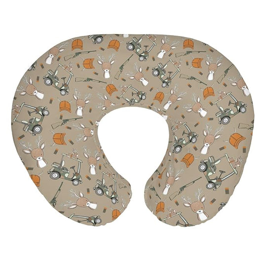 Boys Kids Hunting Baby Nursing Pillow Covers for Boy Girl Camouflage Deer Hunting Nursing Pillowcase for Breastfeeding Pillows Animal Hunt Hunter Soft Stretchy Slipcovers for Newborn Infant Brown