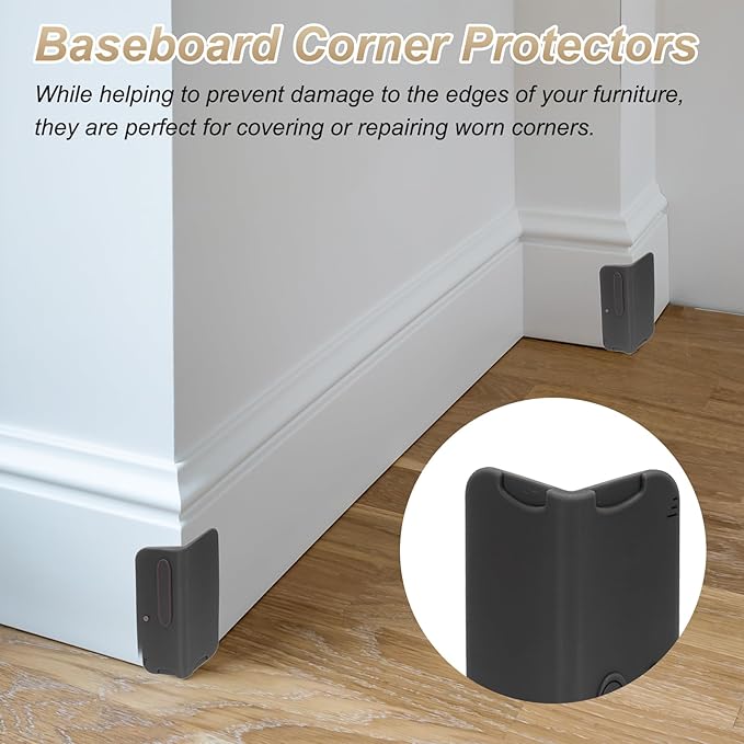 uxcell 6 Pcs 4 Inch Baseboard Corner Protector Guards, Furniture Corner Cover Proof Bumpers for Kitchen Bedroom Wall Countertop Table, Black