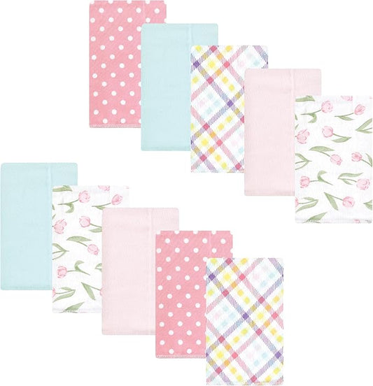 Luvable Friends Hudson Baby Flannel Burp Cloths 10pk, Blossom Tulip