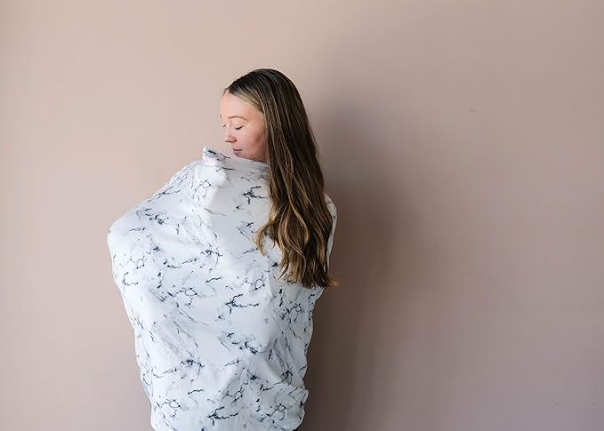 Copper Pearl Multi-Use Cover: Car Seat & Stroller Cover for Sun - Stretchy Fabric, All-Season Use, Stylish Designs, Easy Access for Moms - Marble