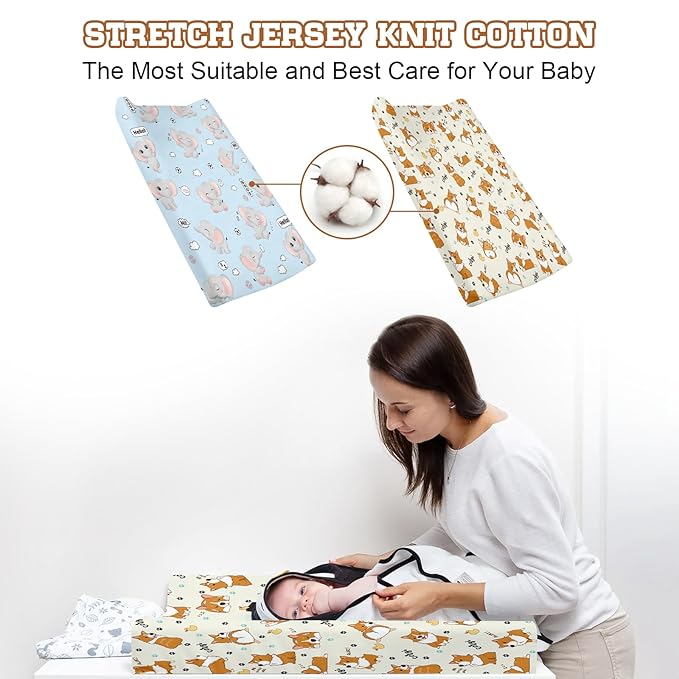 Personalized Toddler Changing Pad Cover - Custom 2 Piece Comfortable Yellow Changing Pad Covers for Baby Boys and Girls, Birthday Gift for Toddlers