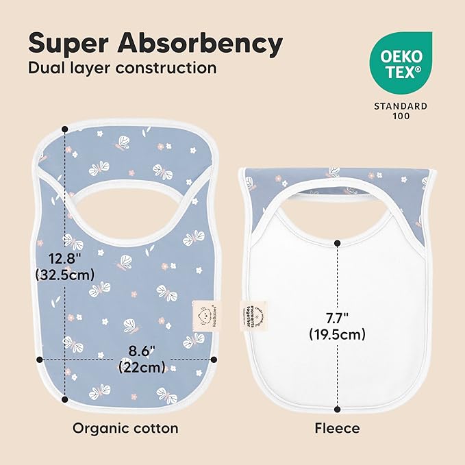 KeaBabies 8-Pack Bibs for Baby Girl, Boy - Pullover Large Baby Bibs for Drooling and Teething Infant, Newborn, Soft & Absorbent Organic Cotton, Long Torso Coverage Keep Toddler Clean & Dry (Fleur)