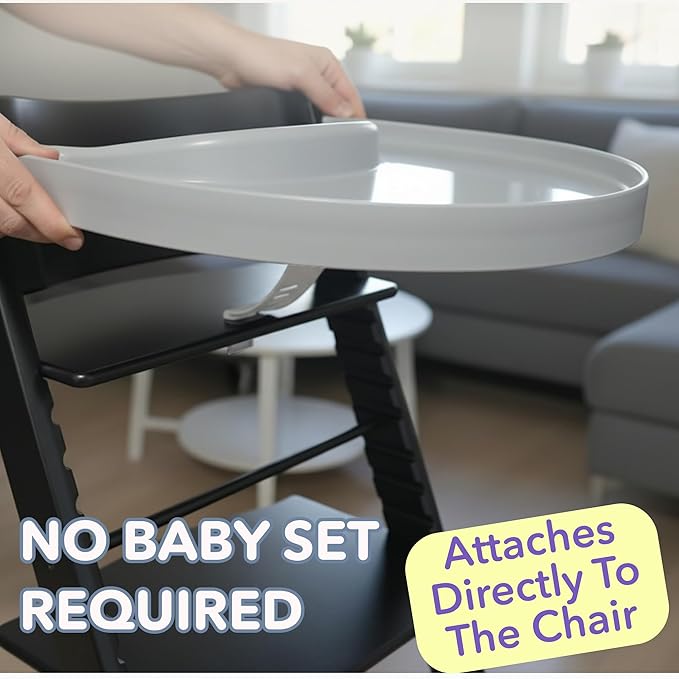 High Chair Tray for Stokke Tripp Trapp - Gray - No Baby Set Needed. Suction Surface. Snap-on. BPA Free.