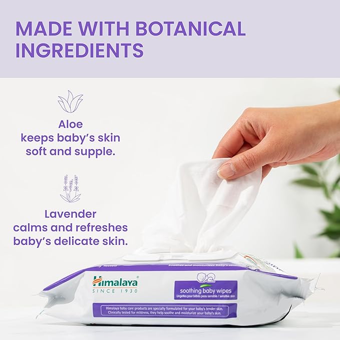 Himalaya Soothing Baby Calming Wipes for Soft, Clean, and Sensitive Skin, 72 wipes, 6 pack (432 Count)