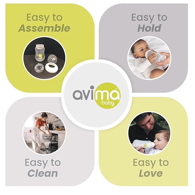 Avima Baby Anti Colic Nipples for Wide Neck Bottles, Silicone Breast Like Nipples - Newborn 0 to 3+ Months, Slow Flow, Level 1 (Pack of 6)