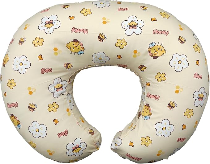 x-vesolje Nursing Pillow, Breastfeeding Pillow with Removable Cover, Ergonomic Breast Feeding Pillow, Baby Feeding Support Pillow for Mom Easier Breastfeeding- Original Size/Honey Bee