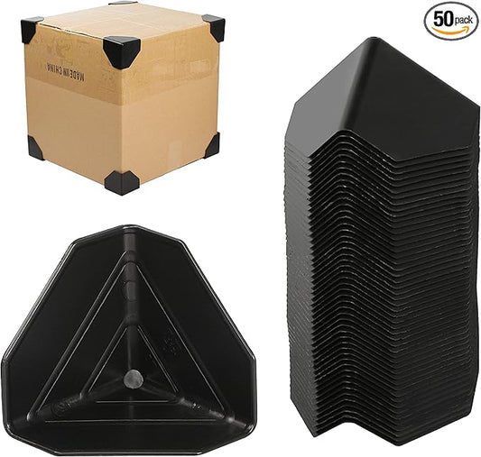 GELRHONR 50pcs Heavy Duty Packaging Plastic Corner Protectors, 60mm, Black, PP+PE, Packing protector, 58x58x58mm, 50 Count