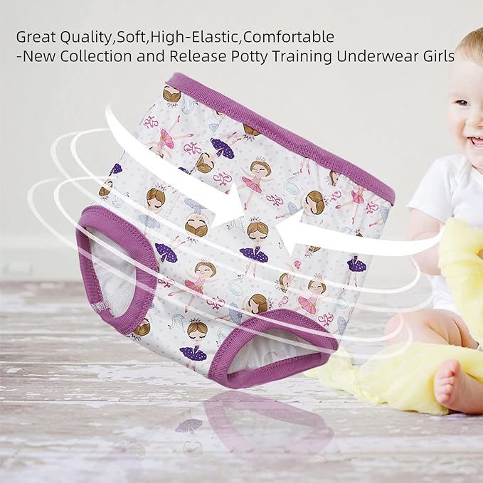 Joyo roy 10Pcs Strong Absorbent Toddler Training Underwear 2T-3T Soft Thick Padded Leakproof Kid Confident Baby Potty Training Underwear for Girls Comfortable Snug Fit Washable Waterproof Pee Pants