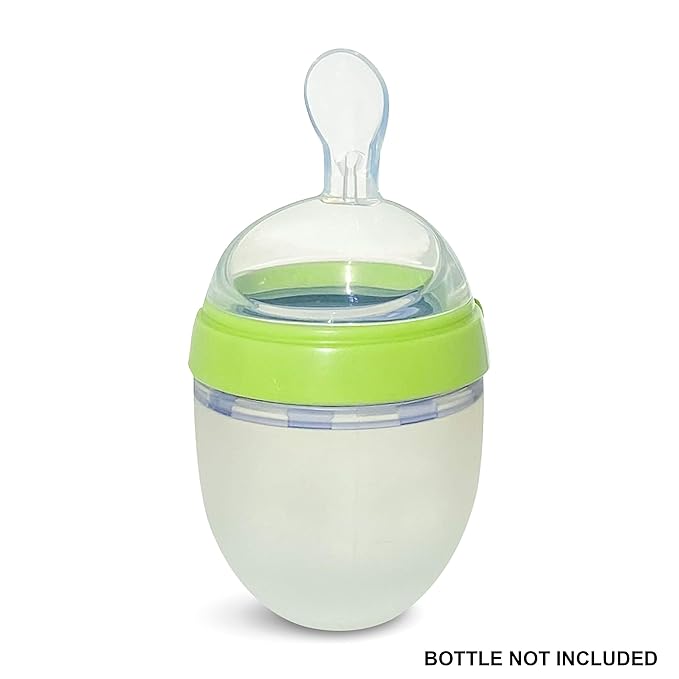 Baby Food Dispensing Squeeze Spoon Attachment for Comotomo (Original and Gen 2) and haakaa Gen. 3 Silicone Baby Bottles, 100% Food Grade Soft Silicone, No Plastic, BPA-Free, Bite-Proof, 4+ Months