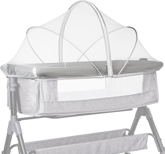 Bassinet Cover Mosquito Net for Babies to Keep Insects/Bugs/Cats Out, Toddler Bassinet/Bedside Sleeper/Crib Net with Two-Way Zippers & Storage Bag, Breathable Mesh Holes, White