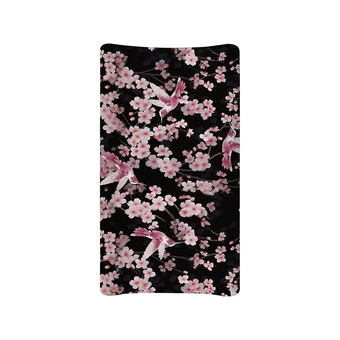 Hummingbird Flower Changing Pad Cover Baby Girls Boys Diaper Change Table Sheet Cover Stretchy Changing Table Covers Soft Breathable