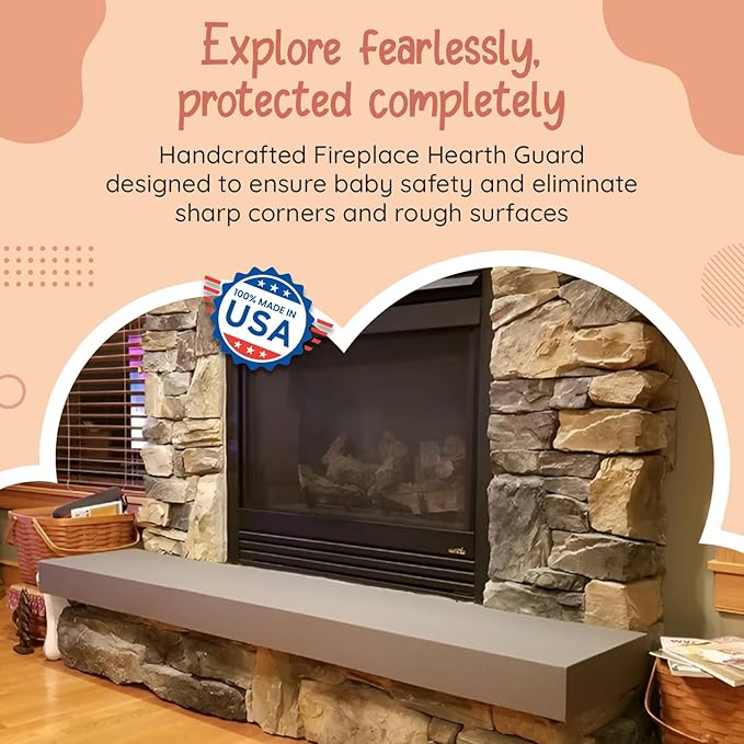 Soft Seat Edge Cushion Fireplace Hearth Guard Bumper Pad Child Proof Padding (Medium, Gray-fits Width from-69-80")