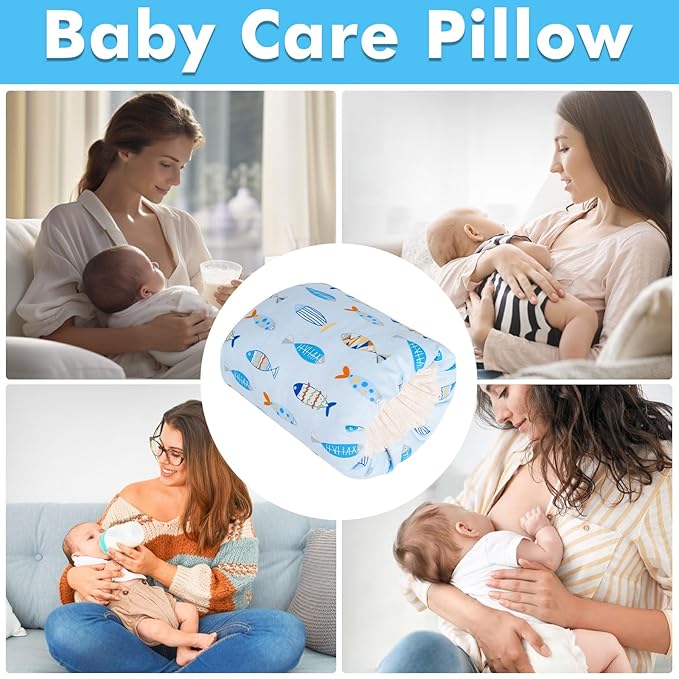 Baby Feeding Arm Pillow,Soft Cotton Bottle Nursing Arm Pillows for Newborn,Breastfeeding Pillows for More Support for Mom and Baby,Portable and Washable,Ergonomic Nursing Essentials(Colorful Fish)