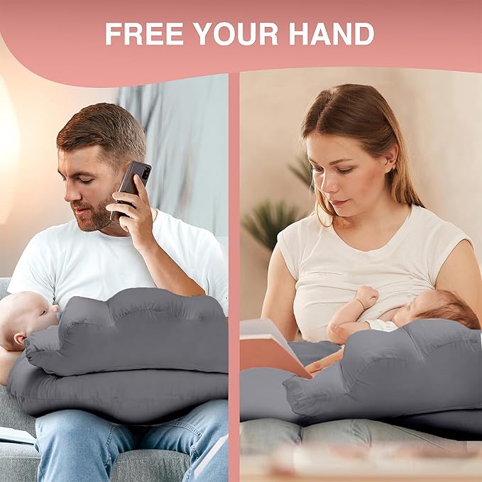 PILLANI Nursing Pillow, Breastfeeding Pillows for Enhanced Safety & Comfort for Mom & Baby, Removable Cotton Cover, Adjustable Waist Strap, Breastfeeding Essentials, Baby Registry Search