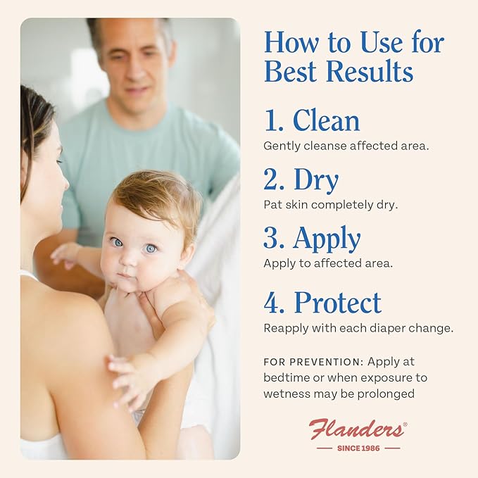 Flanders Buttocks Ointment – Zinc Oxide Diaper Rash Cream, 4oz Tube, Thick Barrier Paste for Baby & Adult Skin, Heat Rash, Chafing & Irritation Relief