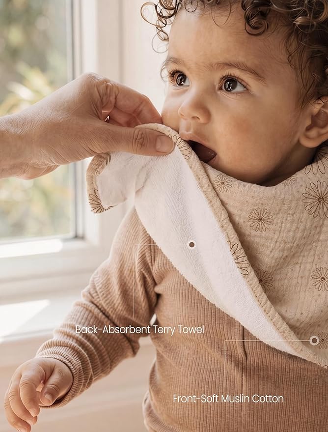 lulumoon Muslin Burp Cloths for Babies: 100% Soft Cotton Large Burping Cloths - Neutral Baby Burp Rags for Boy and Girl - Absorbent Burp Cloth for Spit-Ups 4 Pack