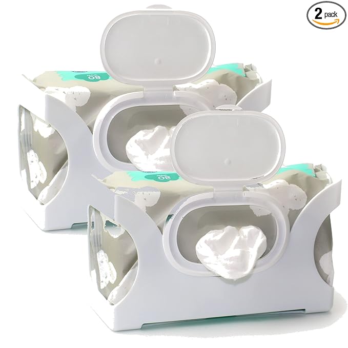 Gadjit Wet Wipes, Hand Wipes & Baby Wipes Wall Dispenser (2 Pack) | Mounts on a Wall and Holds Up to a 84 Count Pack | Keeps Wipes Within Easy Reach of Messes | One-Handed Dispensing